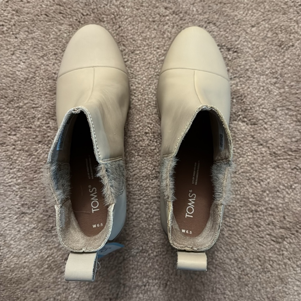 Toms Everly Sand Leather and Plaid Heeled Ankle Boot Women’s 6.5 NWT - Picture 5 of 12